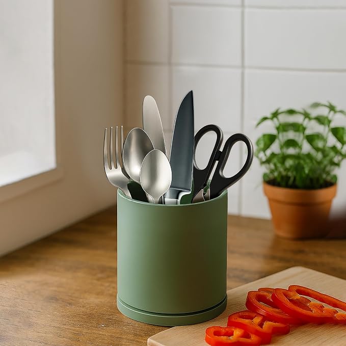 D'vine Dev 360° Rotating Utensil Holder – 5" Kitchen Utensil Crock - Image 3
