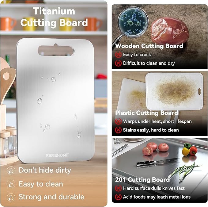 Titanium Cutting Board for Kitchen Set of 3, Cutting Board Double Sided Food - Image 2