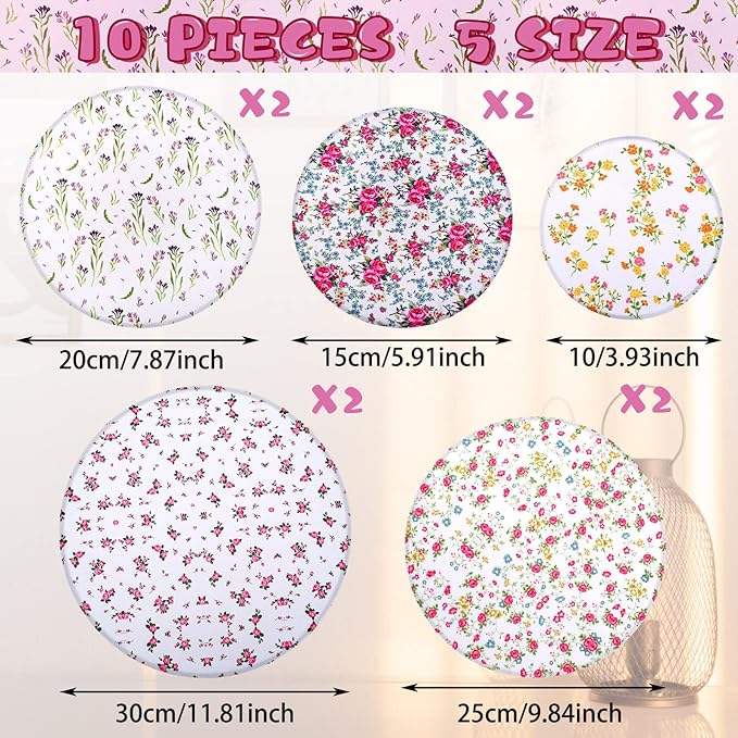 Patelai 10 Pcs Bowl Covers Reusable in 5 Size Stretch Cloth Fabric Elastic Food - Image 2