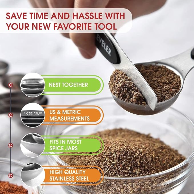 Magnetic Measuring Cups and Spoons Set, N52 Magnetic spoons Nesting Design - Image 6