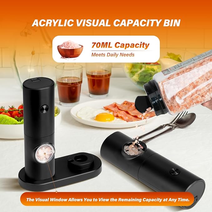 Simple Deluxe Electric Salt and Pepper Grinder Set, One Hand Adjustable - Image 6