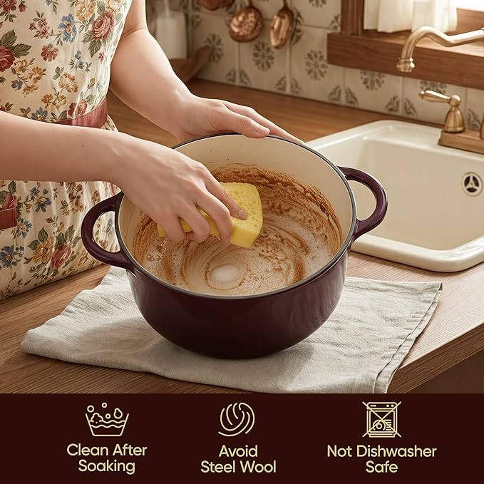 4.5 Quart Dutch Oven Pot with Lid, Non Stick Enameled Cast Iron Dutch Oven - Image 6