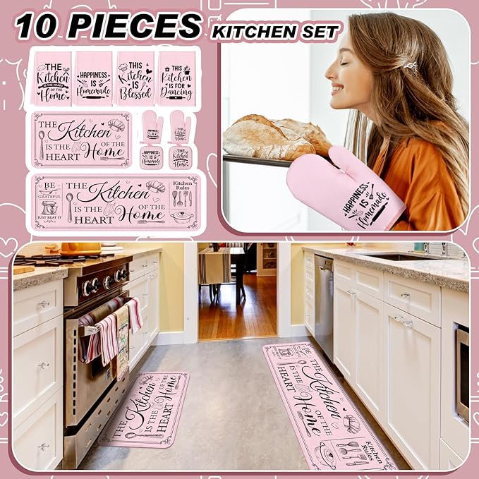 Fourluoo 10 Pcs Farmhouse Kitchen Decor and Accessories Set 4 Kitchen Towels 2 - Image 2