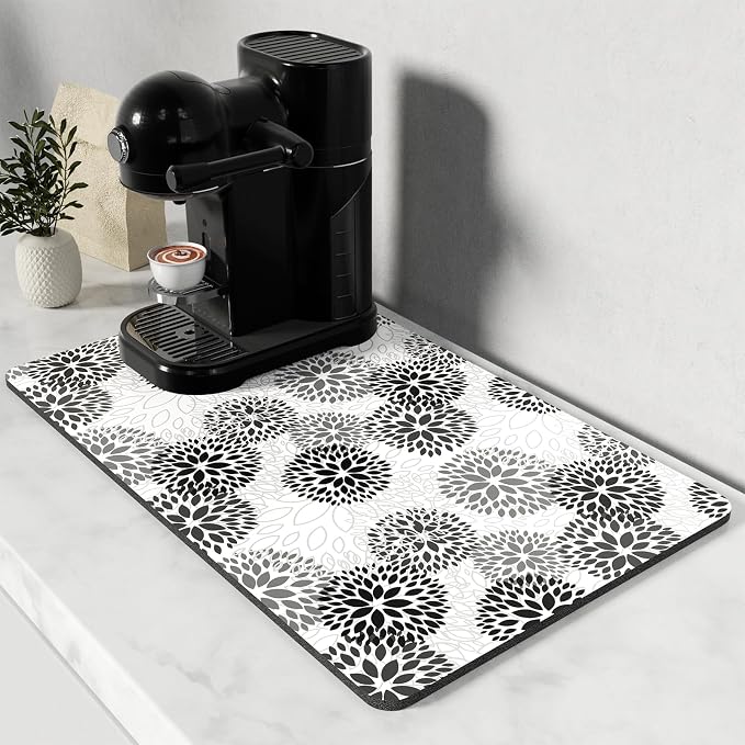 Rnivvi Coffee Mat, Hide Stain Rubber Backed Absorbent Dish Drying Pad by Rnivvi