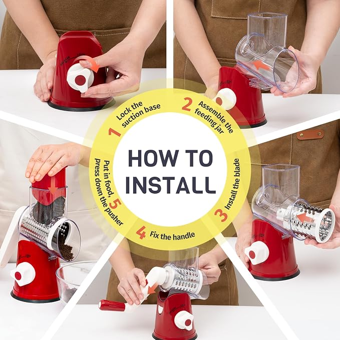 Cheese Grater Hand Crank, Rotary Cheese Shredder - Image 9