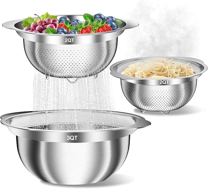 Stainless Steel Colanders with Mixing Bowl - Image 8
