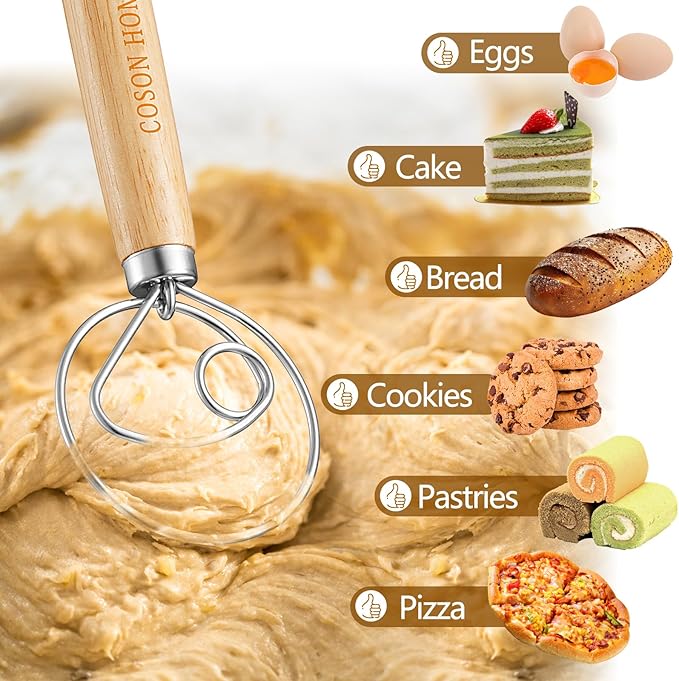 Pack of 2 Danish Dough Whisk, Kitchen Baking Flour Mixing Tool - Image 4