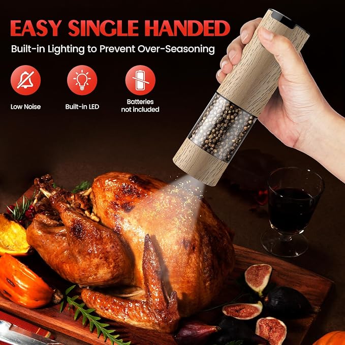 Electric Salt and Pepper Grinder Set Automatic Battery Pepper Mill Shakers - Image 3