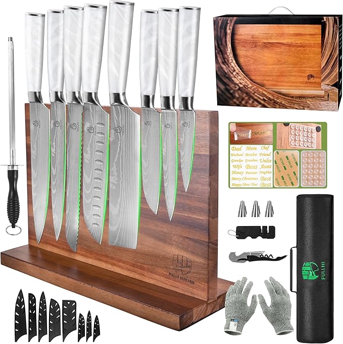 FULLHI 15pcs Japanese Knife Set by ExpertForPortableAndButcherKnifeSet