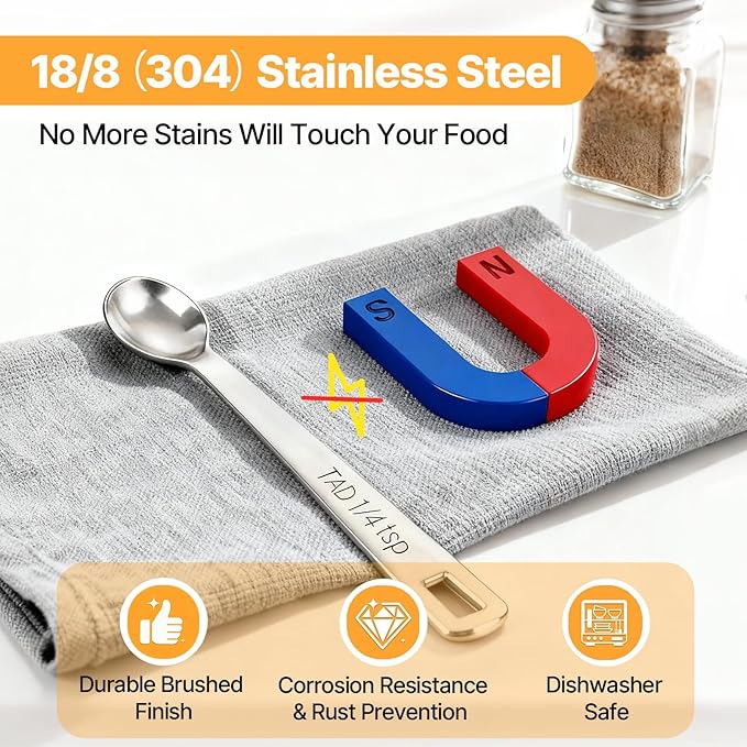 Mini Measuring Spoons Set, 18/8 Stainless Steel Teaspoon - Image 2