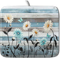 Blue White Daisy Floral Dish Drying Mat by Anyako