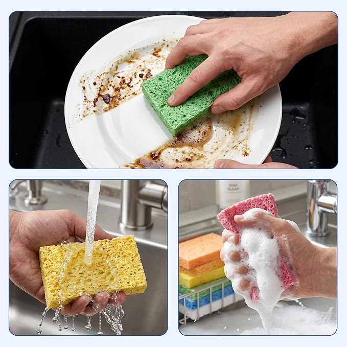 ARCLIBER Cellulose Sponges, Heavy Duty Scrub Kitchen Sponge No Scratching - Image 7