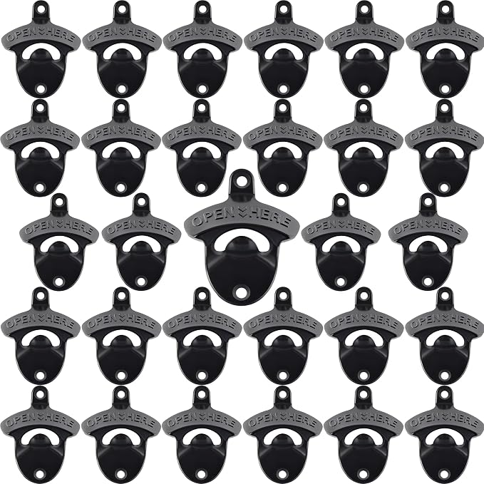 30 Packs Black Bottle Top Opener Wall Mounted Beer Cap Opener Stainless Bulk by Wallmountedbottleopener