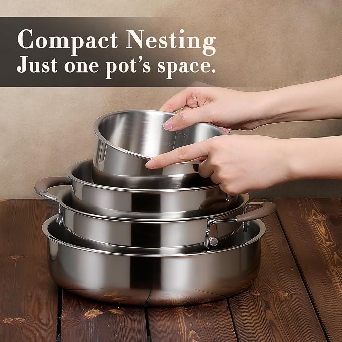 CAROTE 13 PCS Tri-Ply Stainless Steel Cookware Set - Image 7
