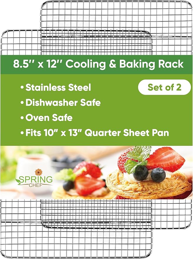 Spring Chef 8.5" x 12" Stainless Steel Cooling Racks, Wire Rack by SpringChef