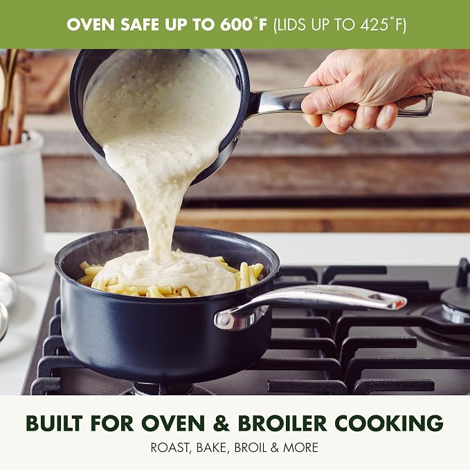 GreenPan Prime Chatham 1QT & 2QT Saucepan Pot Set - Image 6