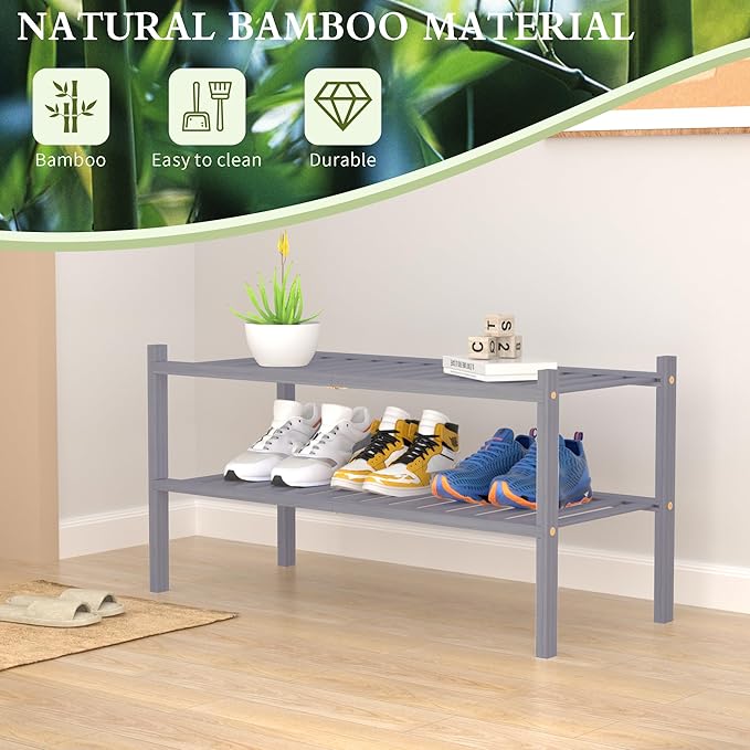 ROMGUAR CRAFT 2 Tier Bamboo Shoe Rack - Image 6