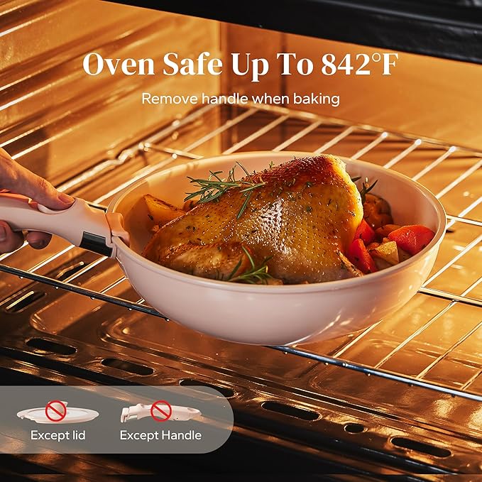 Redchef Ceramic Cookware Set, Removable Handle Pots and Pans Non-Stick - Image 2