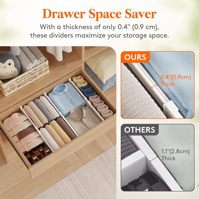 Lifewit 4" Tall 5 Pack Drawer Dividers, 35-56.5cm/13.8-22.2" Expandable Drawer - Image 6