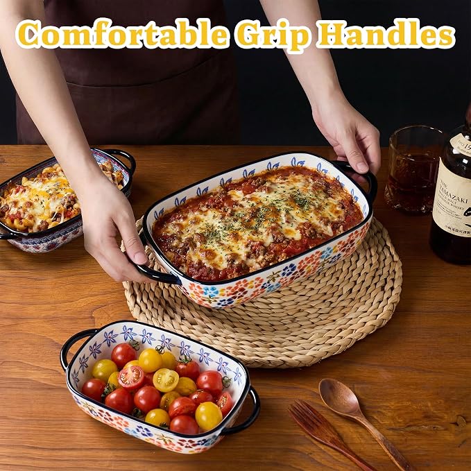 Ceramic Casserole Dishes for Oven, Hand-painted Polish Pottery Baking Dish Set - Image 3