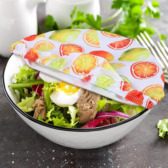Patelai 10 Pcs Bowl Covers Reusable in 5 Size Stretch Cloth Fabric Elastic Food - Image 3