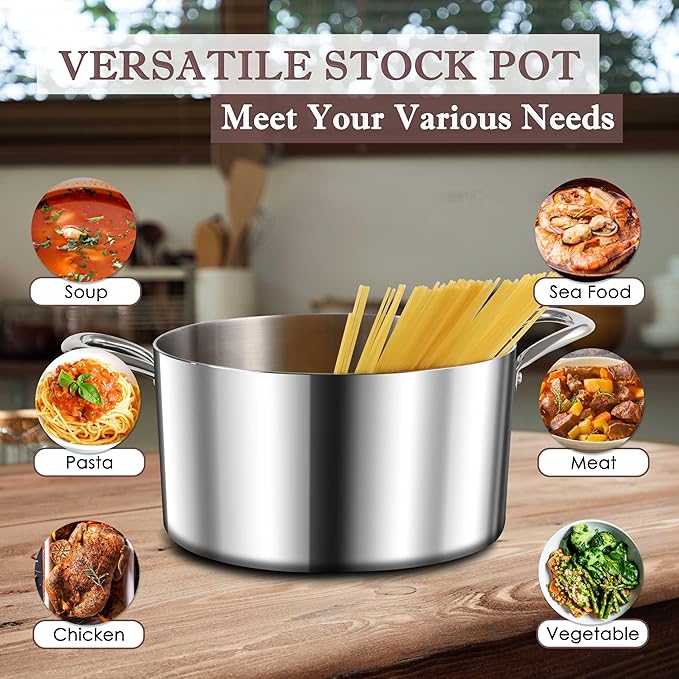 Herogo 4 Quart Stock Pot, 18/10 Stainless Steel Cooking Pot - Image 6