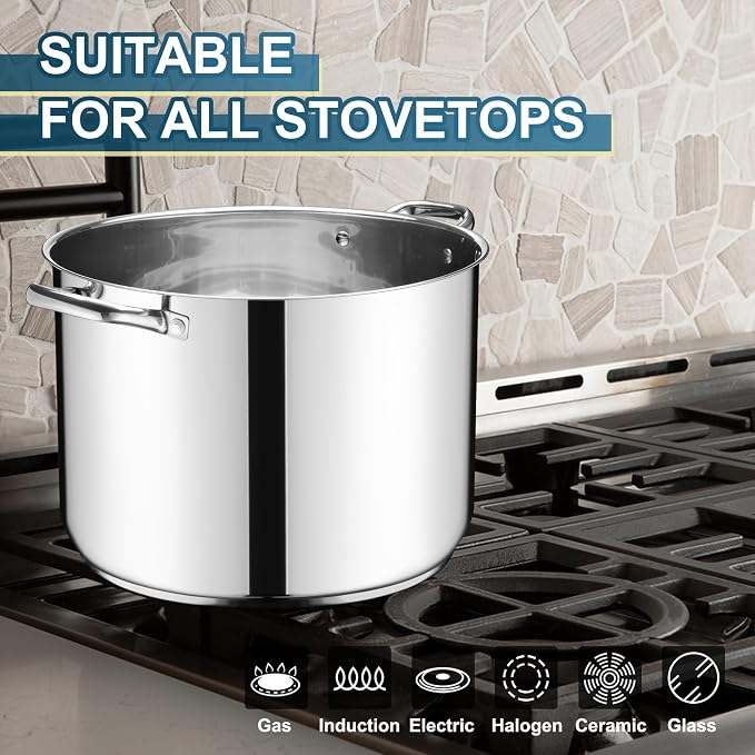 E-far 24-Quart Large Stock Pot, Stainless Steel Stockpot - Image 5