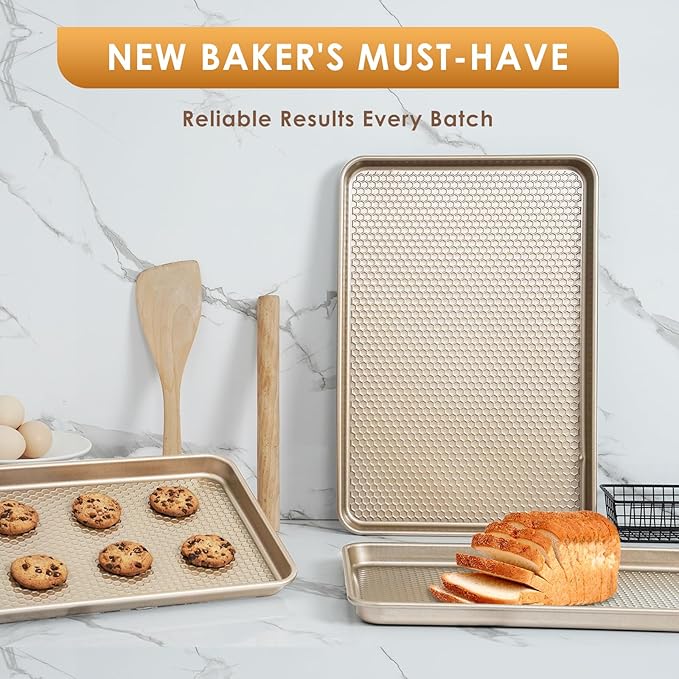 Baking Sheet Pan Set of 3, Nonstick Carbon Steel Cookie Sheets - Image 7