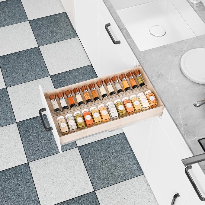 Yieach 8 Pack Adjustable In Drawer Spice Organizer - Image 8