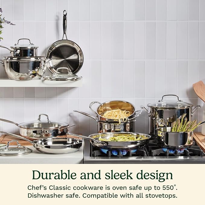 Cuisinart 1 Quart Saucepan w/Cover, Chef's Classic Stainless Steel Cookware - Image 2