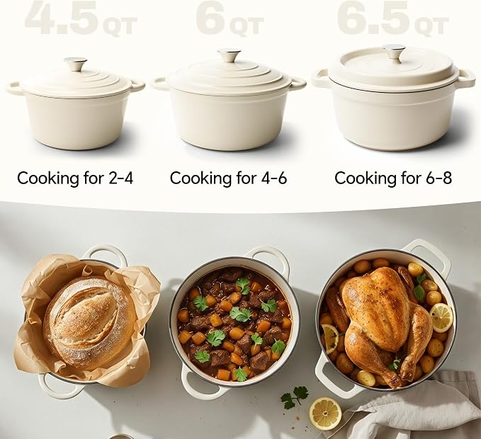 4.5 Quart Dutch Oven Pot with Lid, Non Stick Enameled Cast Iron Dutch Oven - Image 3