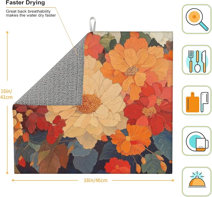 Colorful Floral Dish Drying Mat - Image 2