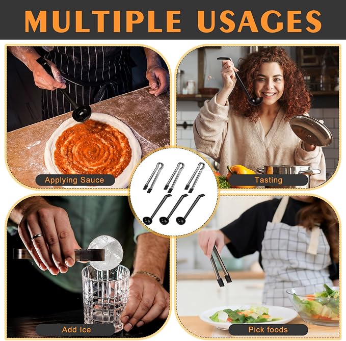 6 Pieces Plastic Serving Utensils Set Including 3 Pcs 1 oz Small Ladle and 3 - Image 5