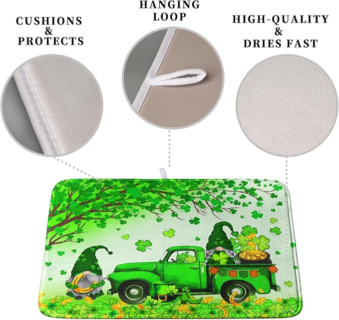St Patrick's Day Shamrock Dish Drying Mat - Image 3