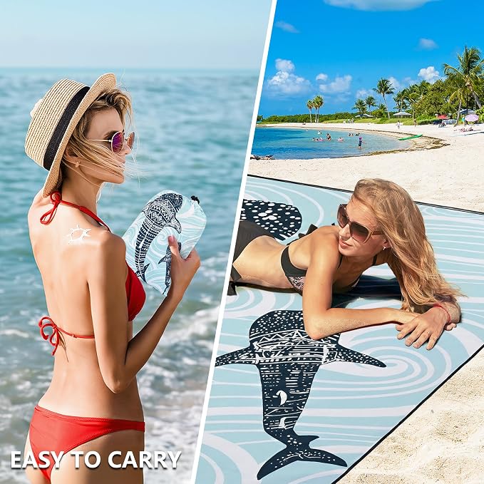 HIHOHO Beach Blanket Waterproof Sandproof Extra Large Beach Mat 79" X - Image 4