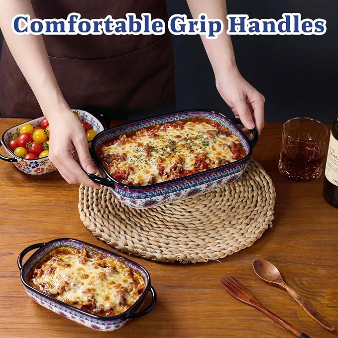 Ceramic Casserole Dishes for Oven, Hand-painted Polish Pottery Baking Dish Set - Image 3