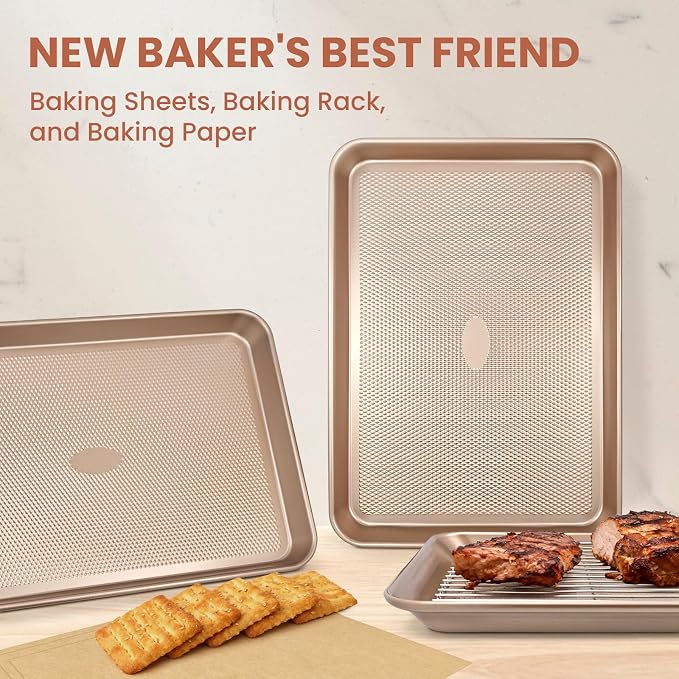 Baking Sheet with Wire Rack Set, 2 Sheet Pans with 2 Cooling Racks, Includes 50 - Image 8
