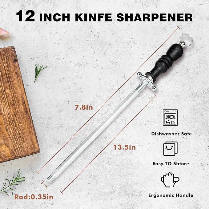 Knife Sharpener Rod, Kitchen Knives Sharpener Carbon Steel Professional Knife - Image 5