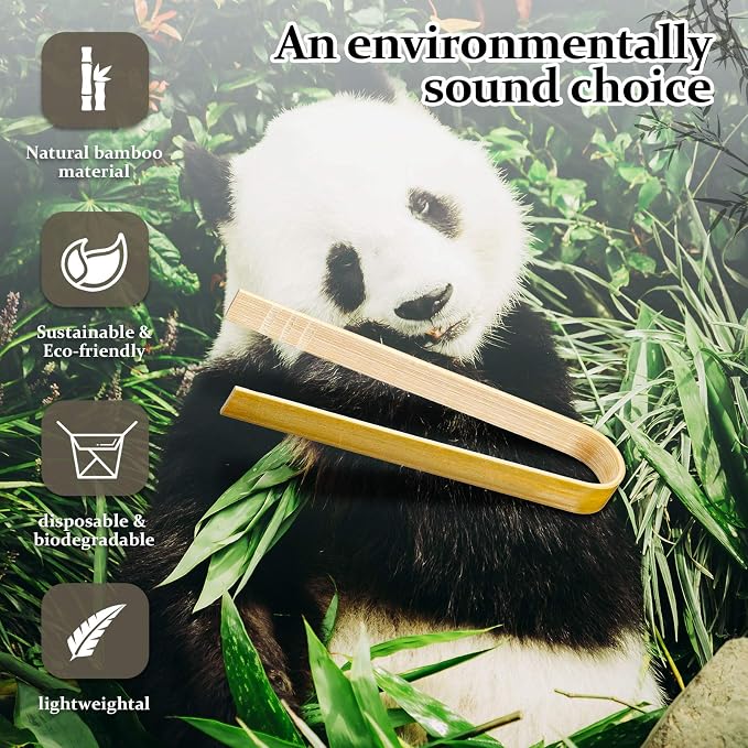Patelai 180 Pieces Mini Bamboo Tongs Long Toast Tongs Disposable Wooden Cooking - Image 7