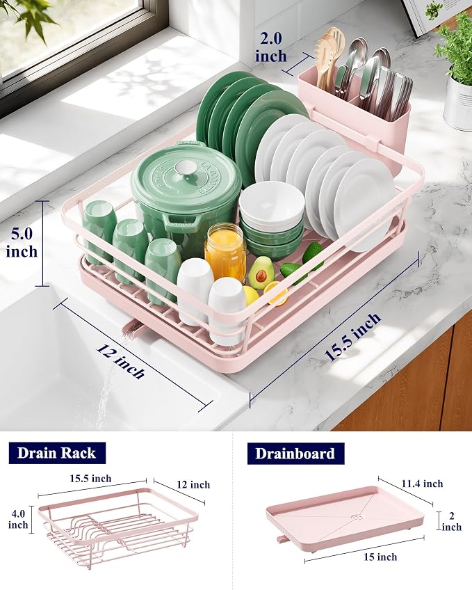 Kitsure Dish Drying Rack for Kitchen Counter, Stainless Steel Sink Organization - Image 2
