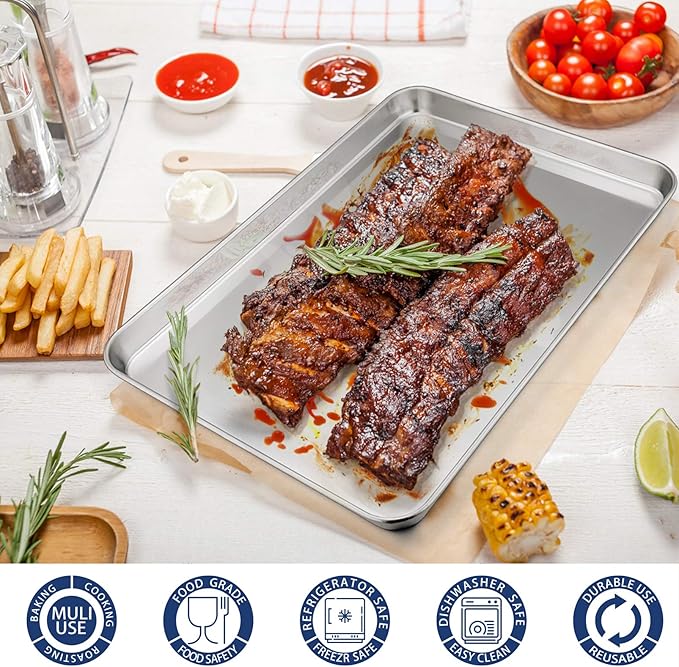 P&P CHEF 16 Inch Baking Cookie Sheet, Oven Pan Tray Stainless Steel Sheet Pan - Image 6