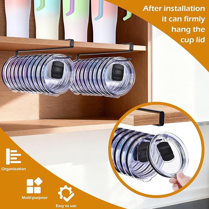 Tumbler Lid Organizer, Kitchen Space-Saving Cup Holder, Organizers - Image 4