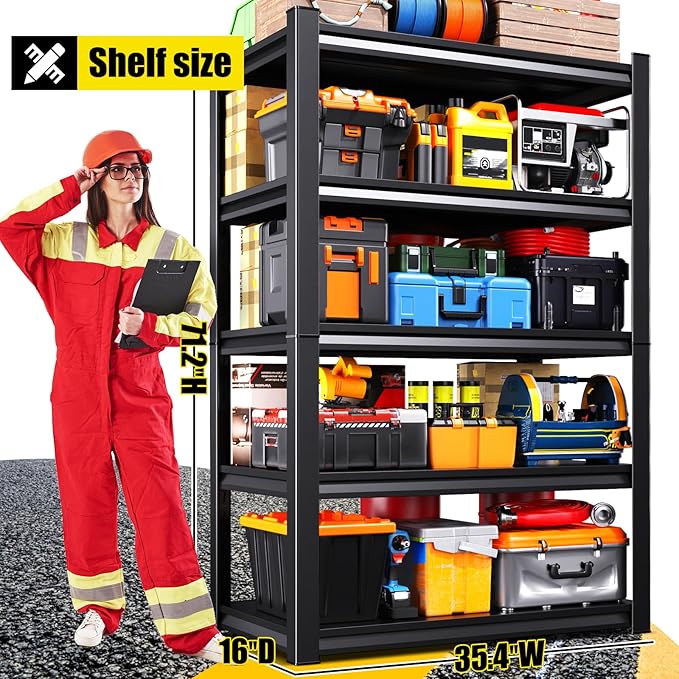 Set of 8 71"H Garage Shelving-2050LBS 5 Tier Storage Shelves, Adjustable Heavy - Image 3