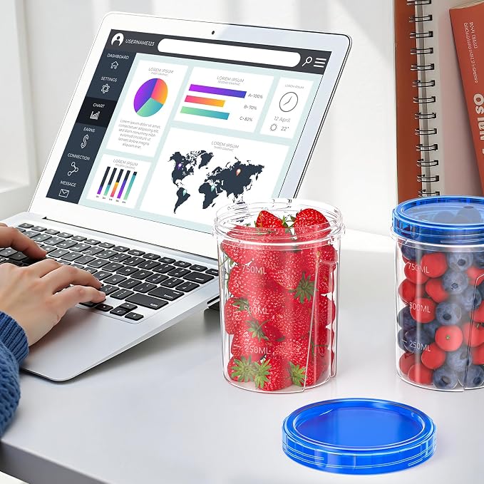 6 Pack-32 OZ Freezer Storage Containers, Round Plastic Containers - Image 7