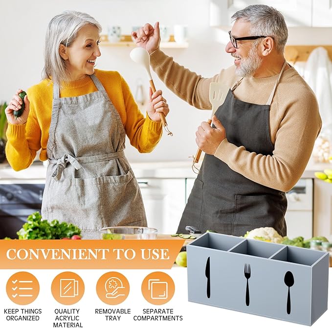 Suzile Acrylic Cutlery Storage Organizer Bin Silverware Caddy Countertop Knife - Image 5