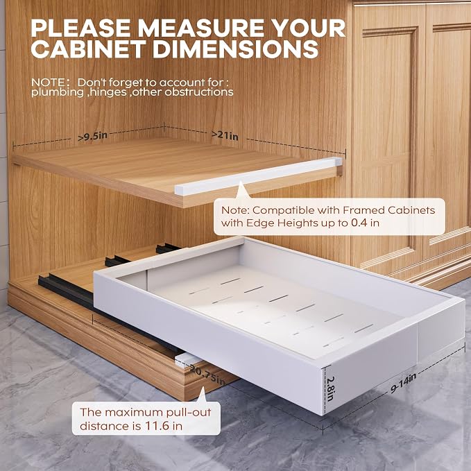 Seinloes 4 Pack Expandable Width Pull Out Cabinet Organizer 21" Deep - Image 4