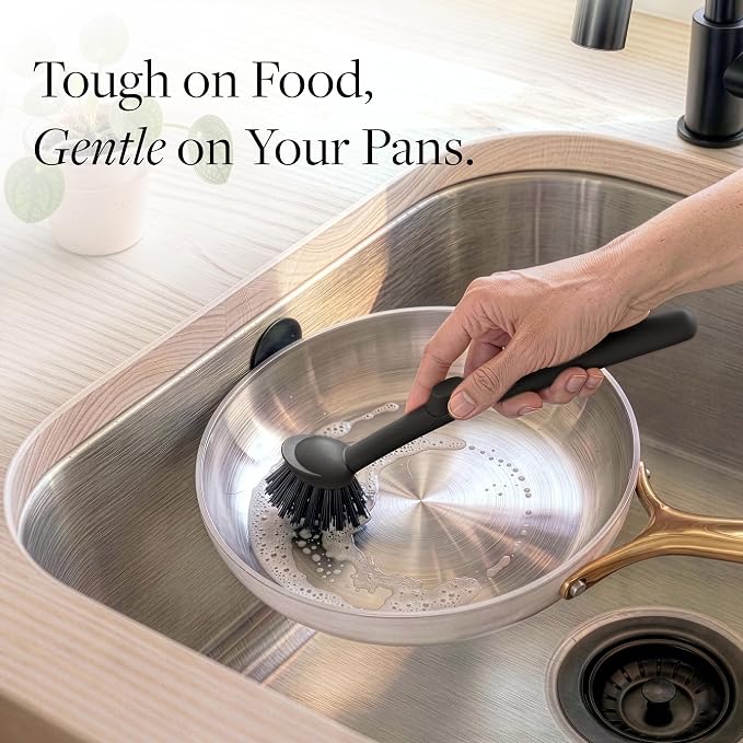Earth & Mango Magnetic Dish Brush & Scraper, Snaps to Sink, Non-Scratch - Image 4