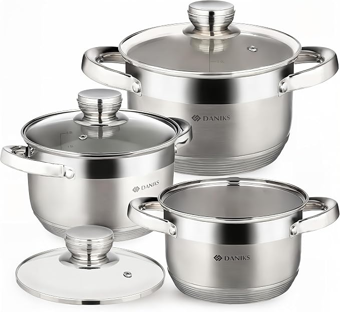 Daniks Standard 6-Piece Stainless Steel Cookware set by Daniks