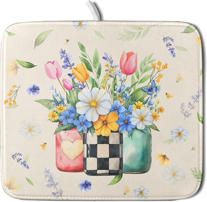 Giwawa Spring Flower Vases Dish Drying Mat by Giwawa