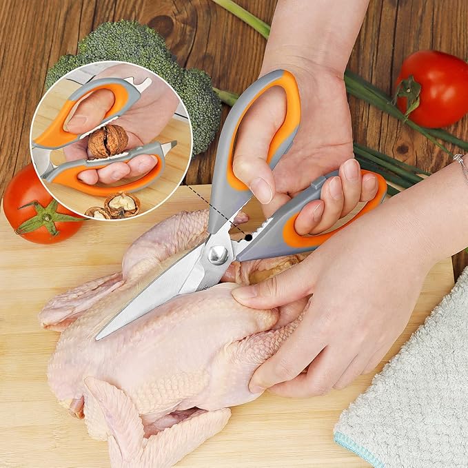 Asdirne Kitchen Scissors Set, Knife-Grade Stainless Steel, TPR Comfortable - Image 2